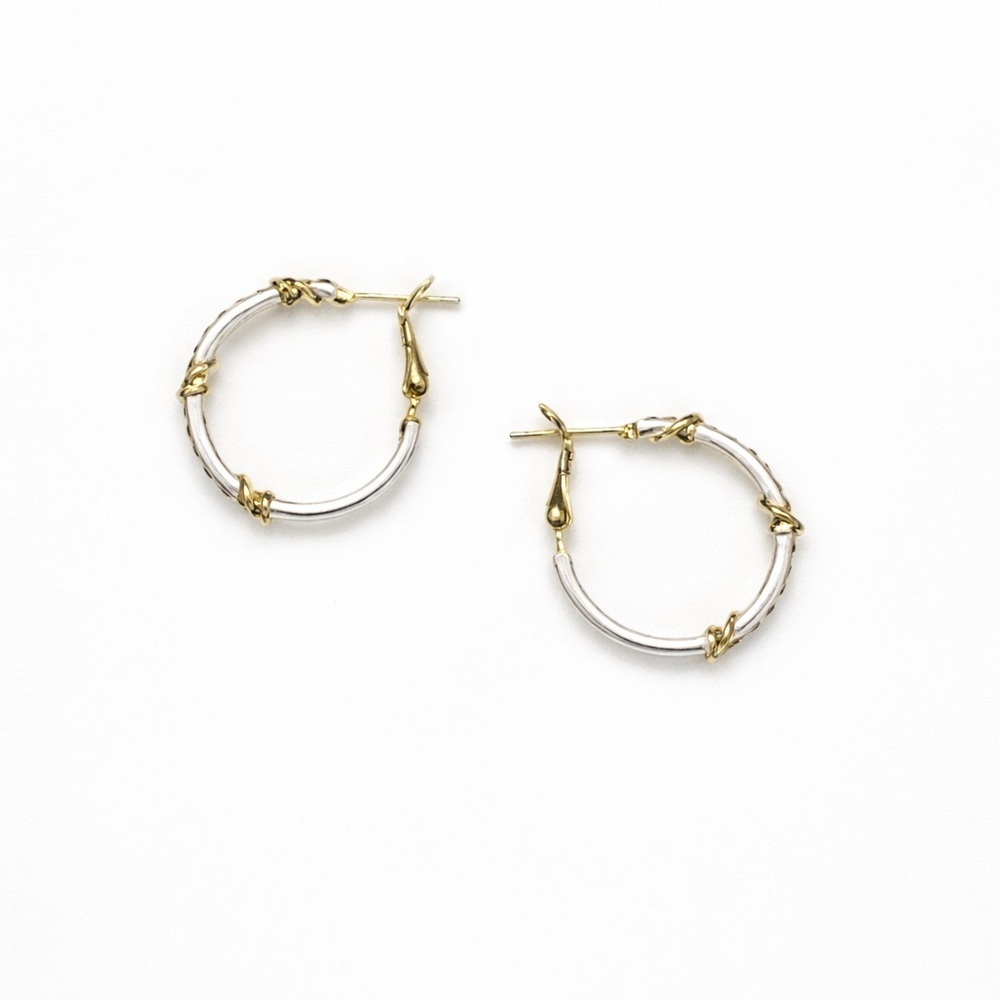 Tuckernuck Gold Pavé White Enamel Hoop Earrings